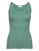Silk Top W/ Elastic Band Tops T-shirts & Tops Sleeveless Green Rosemun...