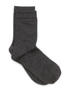 Wool Rib Socks Sockor Strumpor Grey Mp Denmark