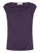 Viscose T-Shirt Tops T-shirts & Tops Sleeveless Purple Rosemunde
