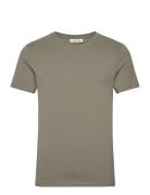Cfdavide Crew Neck Tee Tops T-shirts Short-sleeved Khaki Green Casual ...