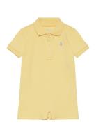Soft Cotton Polo Shortall Bodysuits Short-sleeved Yellow Ralph Lauren ...