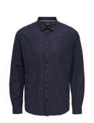 ONLY & SONS Onscaiden Life Ls Solid Linen Shirt Noos Marinblå