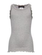 Silk Top W/ Lace Tops T-shirts Sleeveless Grey Rosemunde Kids