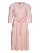 Surplice Jersey Dress Knälång Klänning Pink Lauren Women