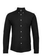 Yarn Dyed Oxford Superflex Shirt Tops Shirts Casual Black Lindbergh