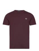 Crew Neck T-Shirt Tops T-shirts Short-sleeved Burgundy Fred Perry