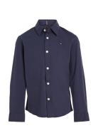 Solid Stretch Poplin Shirt L/S Tops Shirts Long-sleeved Shirts Blue To...