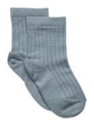 Cotton Rib Socks Sockor Strumpor Blue Mp Denmark