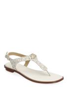 Mk Plate Thong Platta Sandaler White Michael Kors