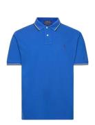 Custom Slim Fit Mesh Polo Shirt Tops Polos Short-sleeved Blue Polo Ral...