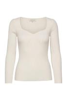 Tulip Ribbed Knitted Top Tops Knitwear Jumpers White Malina