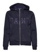 D2. Gant Logo Zip Hoodie Tops Sweat-shirts & Hoodies Hoodies Navy GANT