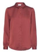 Viellette Satin L/S Shirt/Su - Tops Shirts Long-sleeved Red Vila