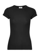 Fine Rib Tee Designers T-shirts & Tops Short-sleeved Black Filippa K