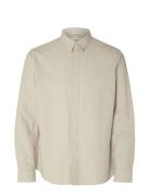 Slhregnew-Linen Shirt Ls Classic Tops Shirts Casual Beige Selected Hom...