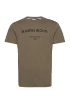 Borg Logo T-Shirt Sport T-shirts Short-sleeved Khaki Green Björn Borg