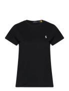Cotton Jersey Crewneck Tee Tops T-shirts & Tops Short-sleeved Black Po...