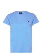 Cotton Jersey Crewneck Tee Tops T-shirts & Tops Short-sleeved Blue Pol...