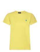 Cotton Jersey Crewneck Tee Tops T-shirts & Tops Short-sleeved Yellow P...