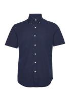 Custom Fit Seersucker Shirt Tops Shirts Short-sleeved Navy Polo Ralph ...