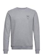 Knowledge Cotton Apparel Small Owl Chest Print Sweat - Gots/ Grå