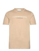 Copenhagen Print Tee S/S Tops T-shirts Short-sleeved Beige Lindbergh