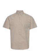 Louis Seersucker Ss Shirt Tops Shirts Short-sleeved Beige Les Deux