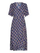 Onlleah S/S Wrap Midi Dress Ex Ptm Knälång Klänning Navy ONLY