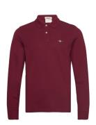 Reg Shield Ls Pique Polo Tops Polos Long-sleeved Burgundy GANT