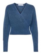Mohair Cross-Over Sweater Tops Knitwear Jumpers Blue Cathrine Hammel