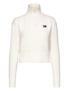 Tjw Half Zip Badge Rib Sweater Tops Knitwear Jumpers White Tommy Jeans
