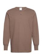 Slhphillip Ls Henley Noos Tops T-shirts Long-sleeved Brown Selected Ho...