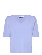 Rosemunde Rwbiarritz Ss V-Neck T-Shirt Blå