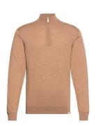 Les Deux Greyson Half-Zip Merino Knit Beige