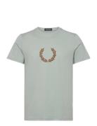 Fred Perry Flocked Laurel Wreath Gra Tee Blå