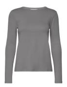 Mango Long Sleeve Cotton T-Shirt Grå