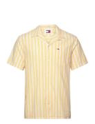 Tjm Stripe Linen Ss Shirt Ext Tops Shirts Short-sleeved Yellow Tommy J...