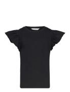 Short-Sleeved Ruffle T-Shirt Tops T-shirts Short-sleeved Black Mango