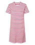 Striped Ss T-Shirt Dress Knälång Klänning Red GANT