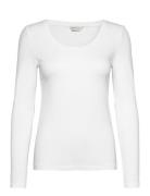 Slim Cot/Ela Ls Scoop Neck Top Tops T-shirts & Tops Long-sleeved White...