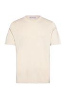Cotton Blend Knitted T-Shirt Tops T-shirts Short-sleeved Cream Mango