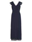 Vifalia V-Neck Long Dress - Noos Maxiklänning Festklänning Navy Vila