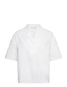 Short Sleeved Cotton Shirt Tops Shirts Short-sleeved White Mango