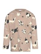 Lindex Top Ls Dog Aop Beige