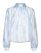 Sgashley, 2067 Textured Poly Tops Blouses Long-sleeved Blue STINE GOYA
