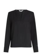 Tommy Hilfiger Viscose Regular V-Neck Ls Blouse Svart