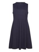 Ponte Fit-And-Flare Dress Knälång Klänning Navy Lauren Women