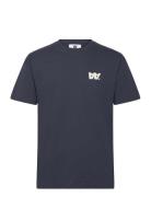 Ace Letter T-Shirt Gots Tops T-shirts Short-sleeved Navy Double A By W...