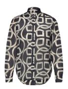 GANT Reg Monogram Print Ctn Silk Shirt Svart