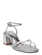 Metallic Strap Sandals Sandal Med Klack Silver Mango